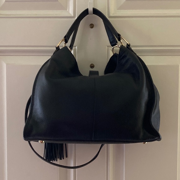 G.I.L.I. Got It Love It Black Pebble Leather Stirrup Satchel/NEW/NEVER USED!!! - Picture 2 of 9